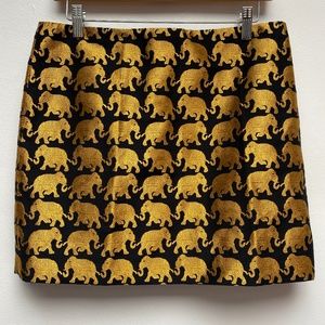 NWT J.Crew Size 8 Black W/Gold Foil Elephant Print